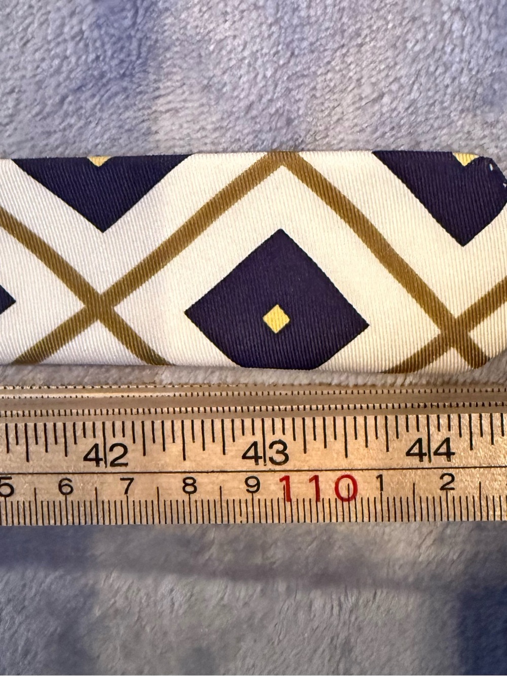 J. Crew 100% Silk D-Ring Ribbon Belt Womens M/L Navy Gold Geometric Preppy - Picture 5 of 5